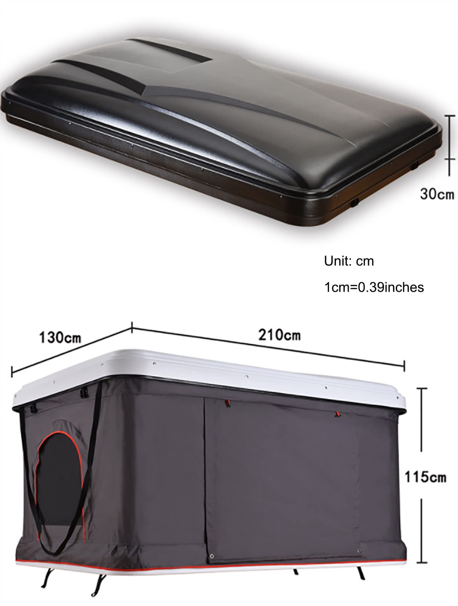 Tenda da tetto rigida per SUV, installazione pop-up, grande spazio per 2-3 persone, con scala e design impermeabile