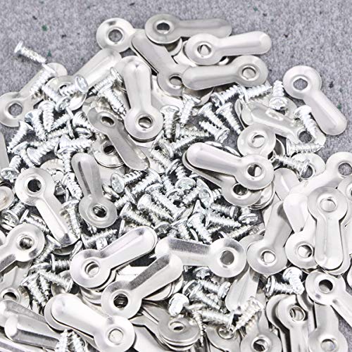 Milisten 100 stücke rahmen bild drehknopf bilderrahmen befestigungen und 100 stücke schrauben für hängende bilder fotos zeichnung (silber)