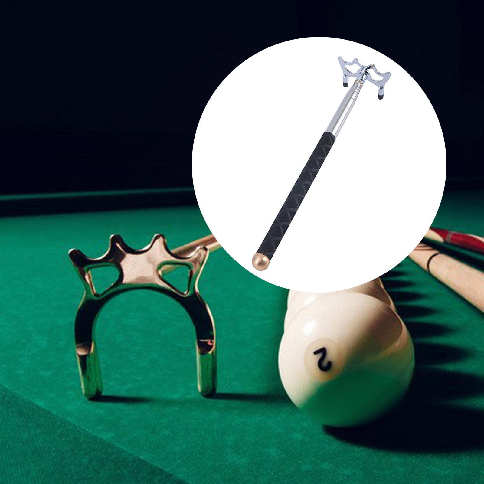 F Fityle Billard Queue Stick Brücke, Abnehmbarem Messing Brücken Kopf Brücke Halter Billard Zubehör, Versenkbare Billard Queue Stick für Billardtisch, Snooker, Spiel, Wettkampf