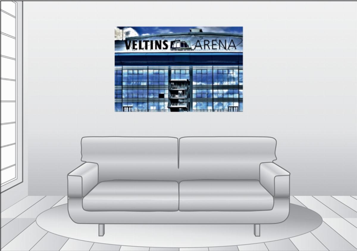 Premium Textil-Leinwand 120 x 80 cm Quer-Format Veltins Arena | Wandbild, HD-Bild auf Keilrahmen, Fertigbild auf hochwertigem Vlies, Leinwanddruck von Anke Grau