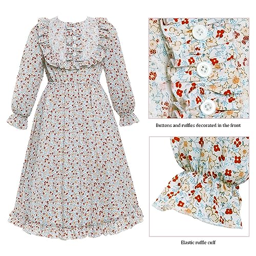 Disfraz completo niña floral estilo pionera colonial miniatura 4