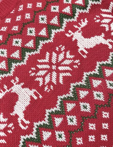 Image of Womens Casual Cute Ugly Sweaters Lightweight Ribbed Knit Crewneck Christmas Pullover Sweater 2024 Red M