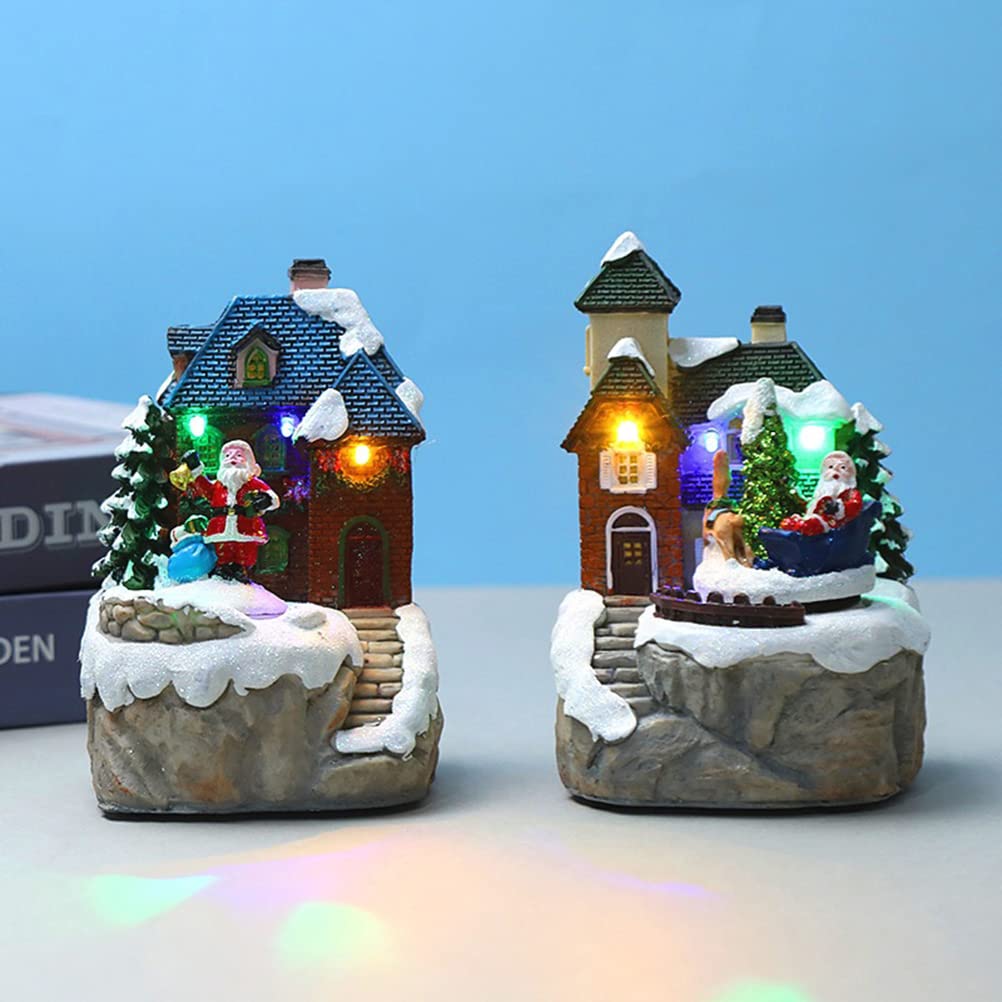 Casa Luminosa Per Villaggio Di Natale | Decorazione LED Con Neve | Statuina Illuminata