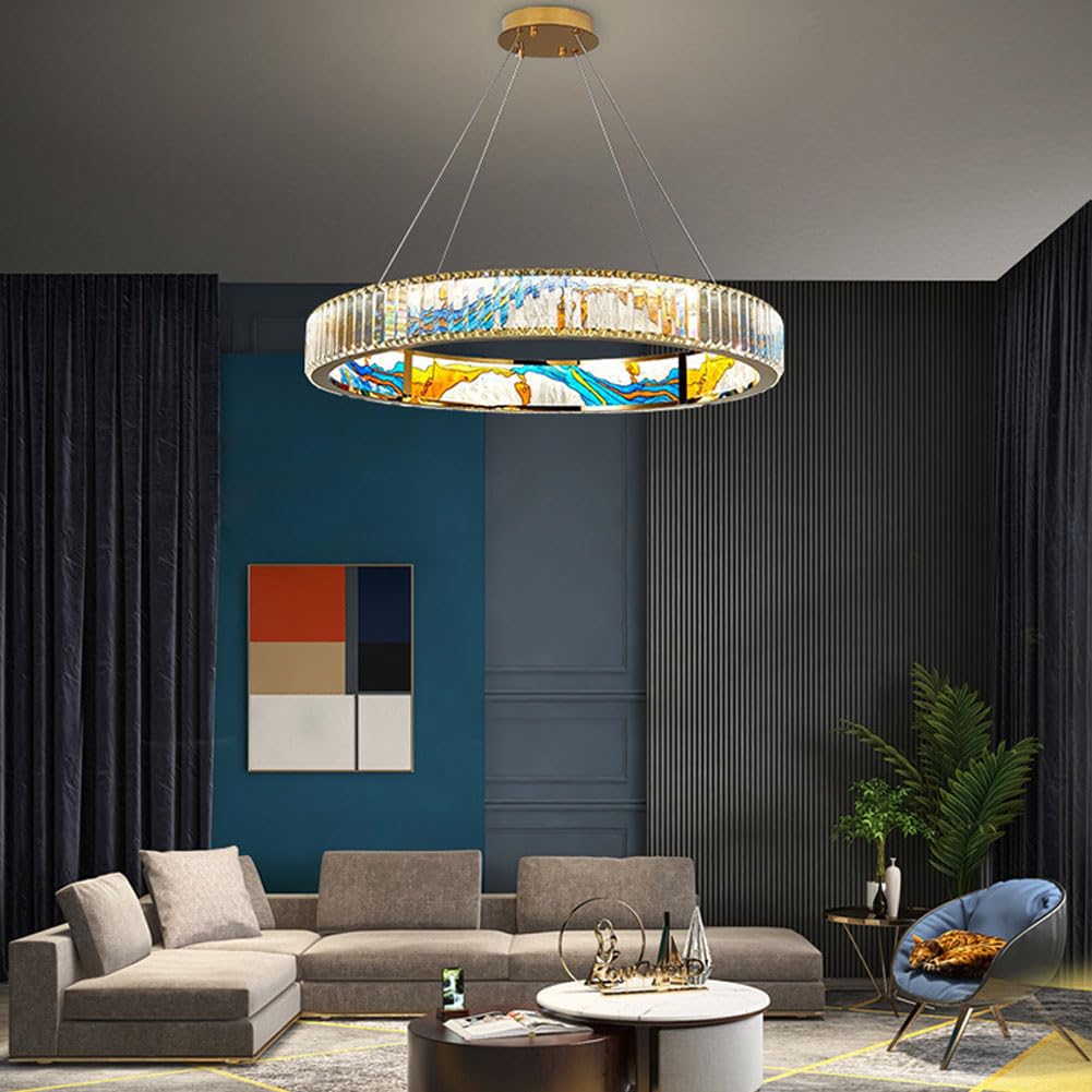 Nowoczesna okrągła lampa sufitowa z jasnej emalii, do salonu, sypialni głównej, jadalni, lampionów/80 cm