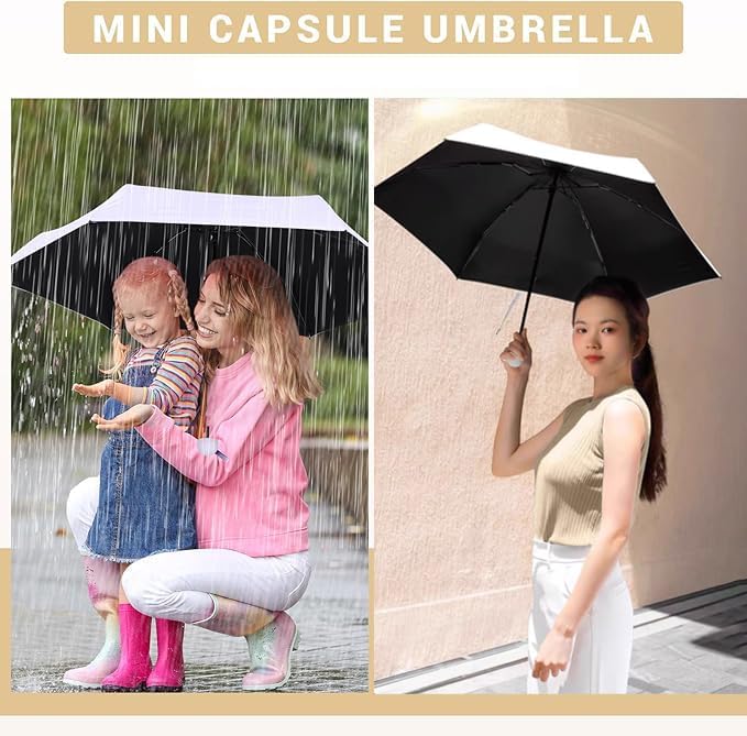 Mini Travel Umbrella for Purse With Case, UV Protection for Sun, Lightweight Small Umbrella for Backpack,Tiny Portable folding compact Umbrellas for Women Girls Boys - Image 5