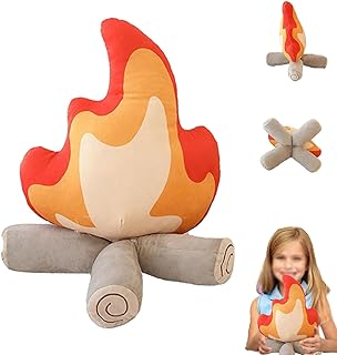 Funny Campfire Plush, Simulation Campfire Plush Pillow, Plush Stuffed Campfire Toys, Soft Stuffed Cartoon Fire Campfire Firewood Toys for Outdoor Camping Room Decor Kids Gifts (Size : Large)