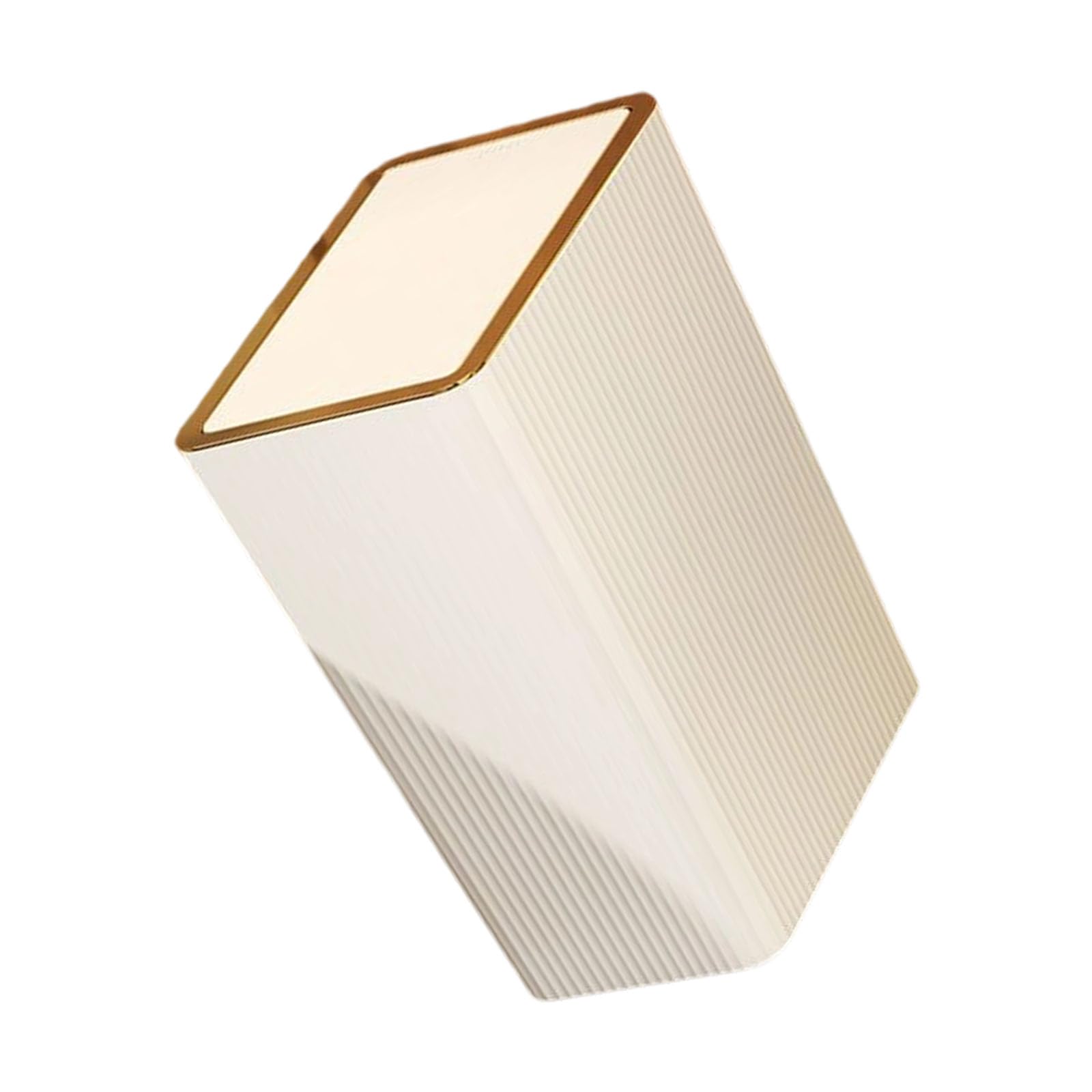 Buxuaaaa White Press Lid Waste Basket Large Capacity Bathroom Bedroom Trash Bin Leakproof Design Household Use Waist Container Waste Bin With Cover