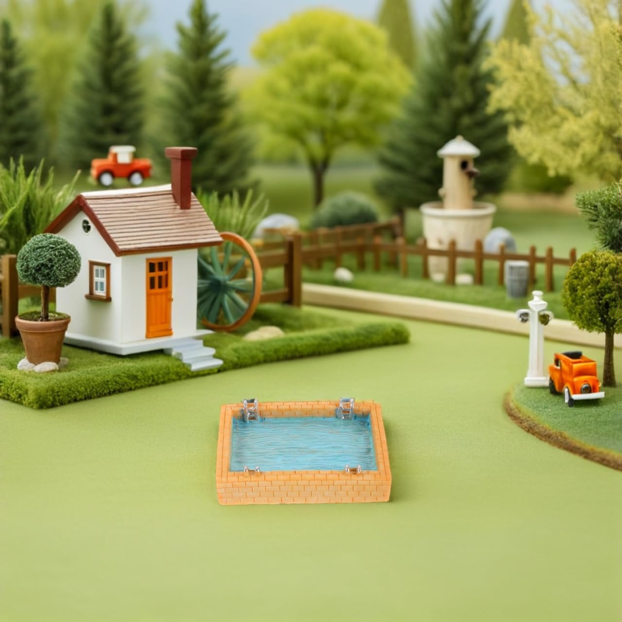 Gatuida Miniature Dollhouse Swimming Pool: Mini Pool Furniture Small Paddling Swimming Prop for Coastal Decor Beach Theme Ornament for Fairy Garden Summer Events Decoration - Image 3
