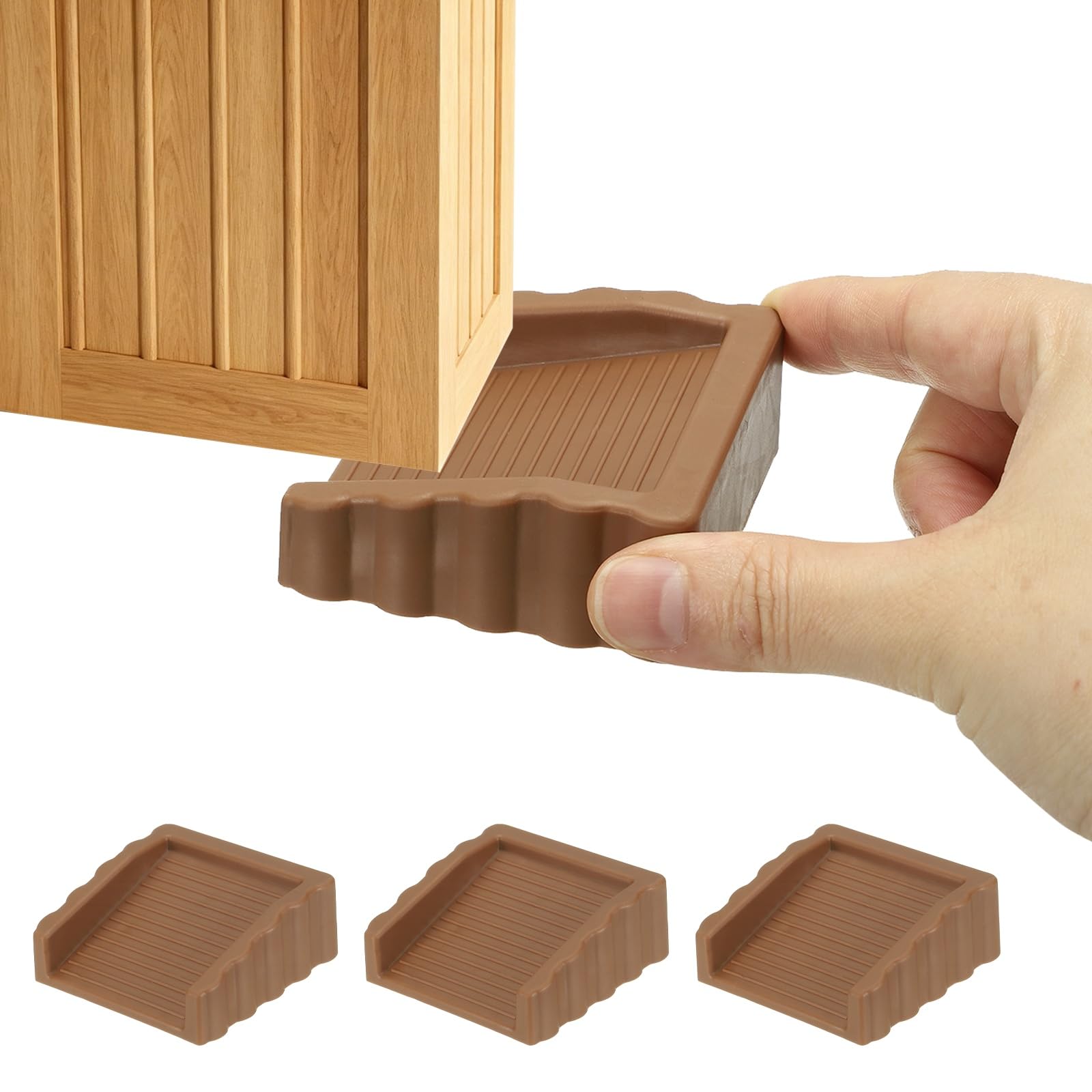 sourcing map 3Pack Door Stoppers, 1 Inch Bidirectional Door Wedge Stoppers Anti-Slip Rubber Small Cube Doorstops for Bottom of Doors on Home Office Carpet Concrete Tile Wood, Brown