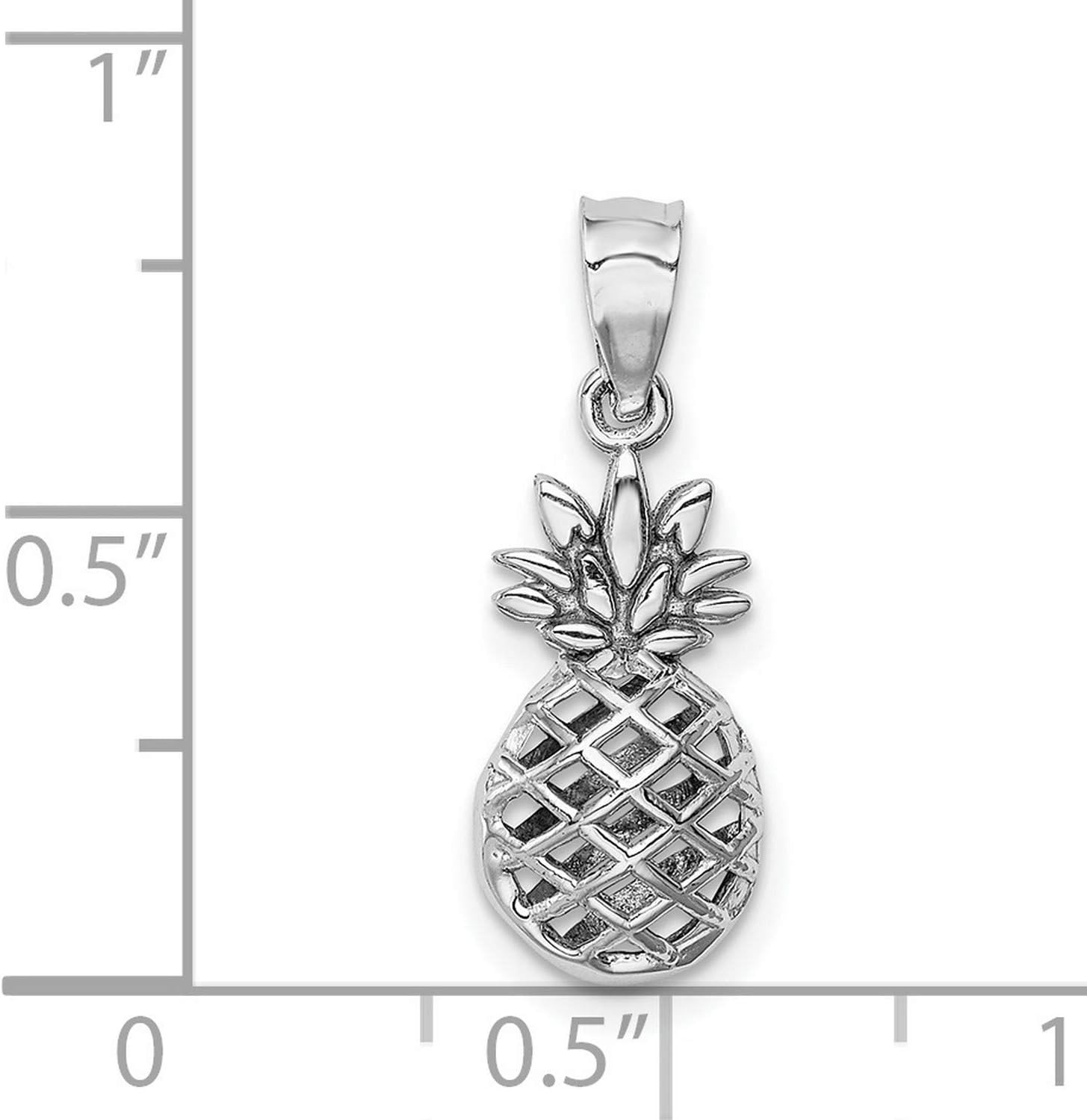 14k White Gold Pineapple Pendant for Women with Open Lattice Design, Symbolic Jewelry of Hospitality and Friendship, Tropical Charm Necklace, Whimsical Accessory for Chains or Collections