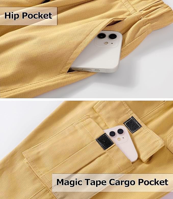 Image of ADBUCKS Boys' Cotton Cargo Joggers - Soft, Casual Pants with Pockets II Boy's Relaxed Cargo Joggers Pants for Boy