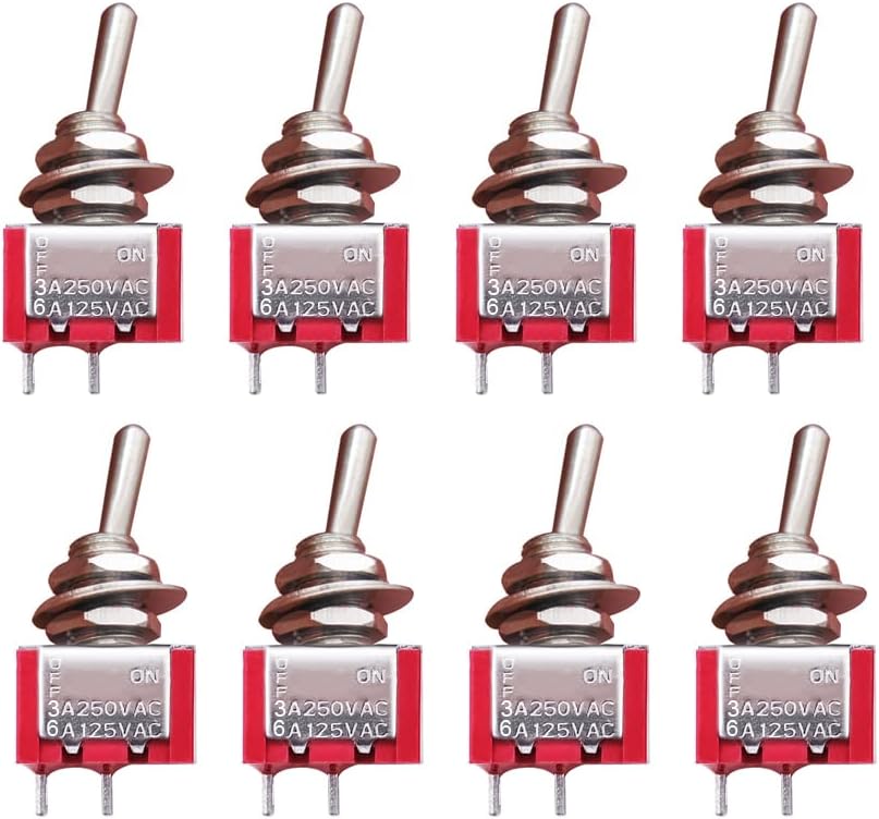 mxuteuk 8pcs SPST Mini Toggle Switch Miniature ON/Off Switch 2 Terminal 2 Position 6A 125V 3A 250V for DIY Car Dash Dashboard Electronic Equipment MTS-101