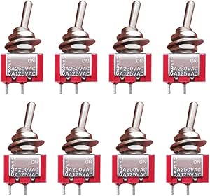 mxuteuk 10pcs Mini Miniature Toggle Switch SPST ON/OFF 2 Terminal 2 Position 6A 125V 3A 250V for Car Dash Dashboard MTS-101
