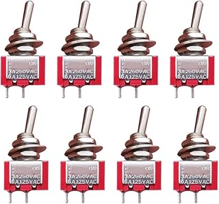 8pcs SPST Mini Toggle Switch Miniature ON/Off Switch 2 Terminal 2 Position 6A 125V 3A 250V for DIY Car Dash Dashboard Electronic Equipment MTS-101