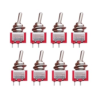 mxuteuk 8pcs SPST Mini Toggle Switch Miniature ON/Off Switch 2 Terminal 2 Position 6A 125V 3A 250V for DIY Car Dash Dashboard Electronic Equipment MTS-101