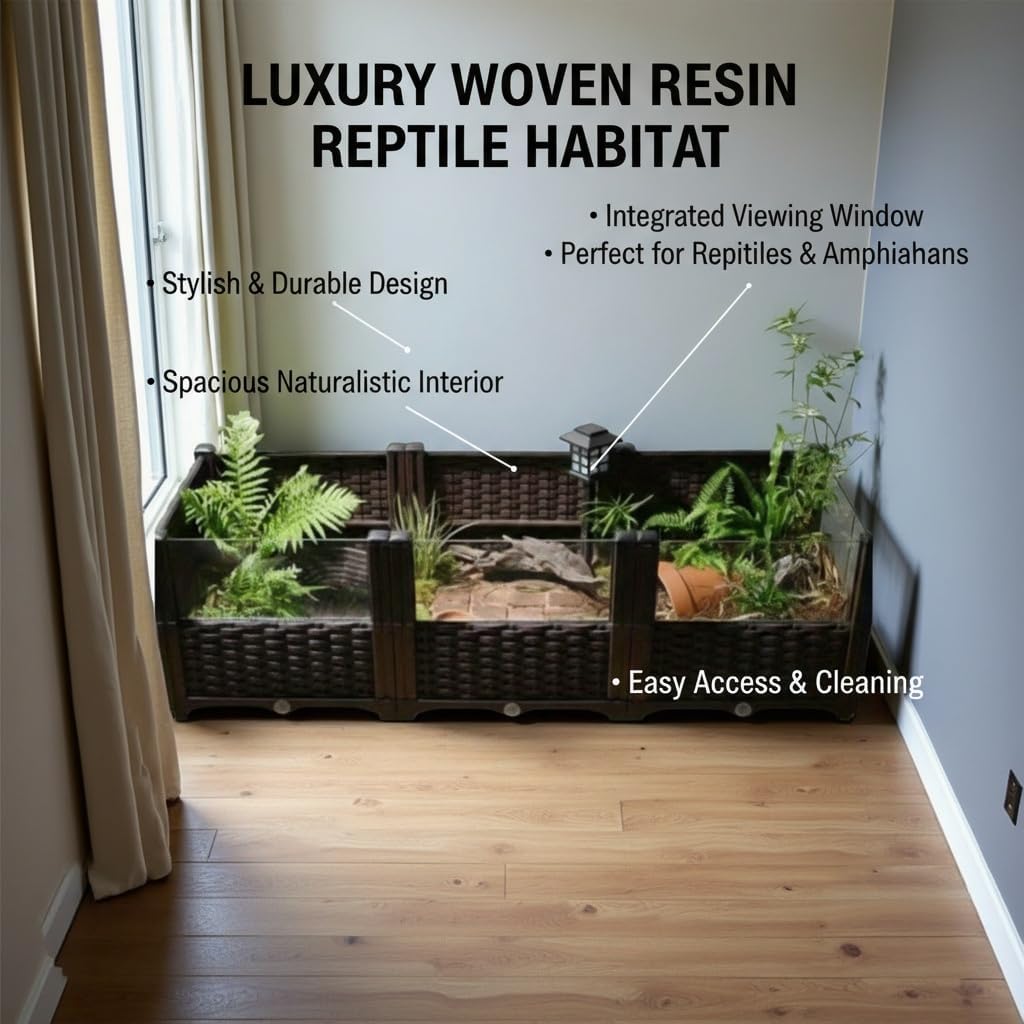 Elevated Turtle Habitat Box, Black Woven Design, Optional Increase in Combination Quantity, Turtle Habitat, Ecological breeding Box, Panoramic Landscaping Box