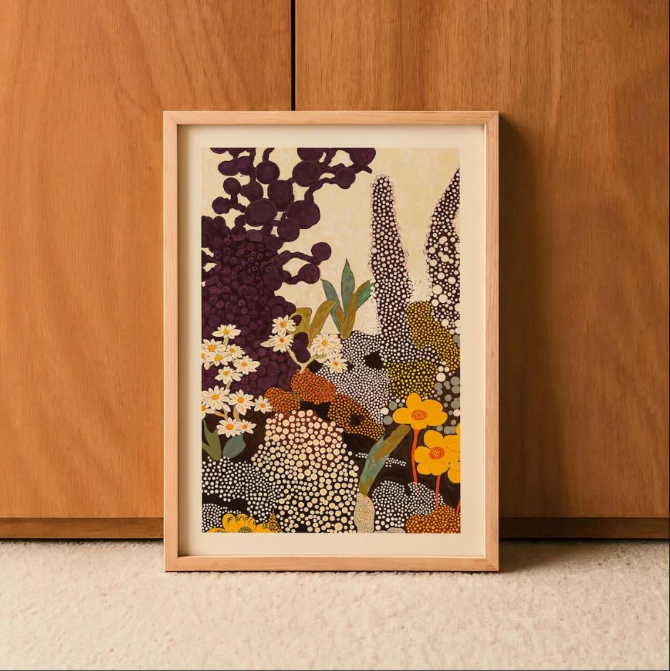 Obra de arte abstracta floral y láminas de flores silvestres 20x30