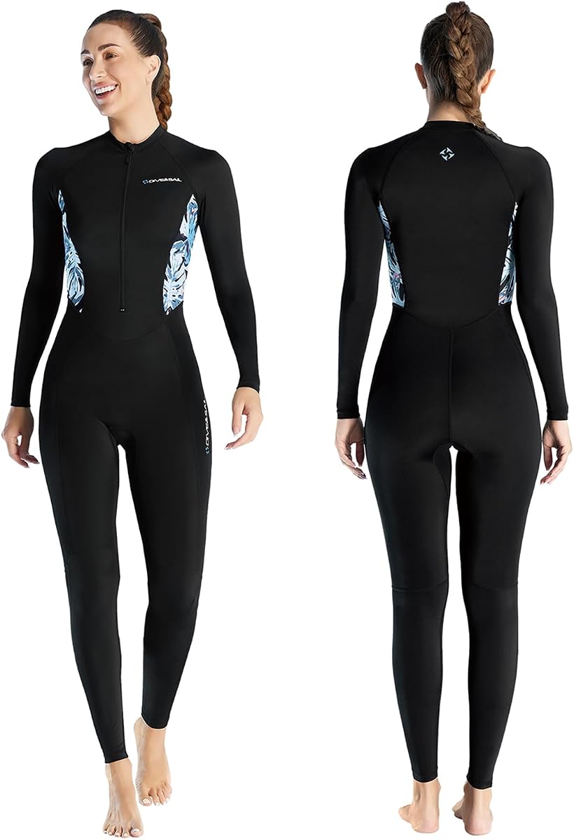 Skyone Pieles de buceo para mujeres y hombres, trajes de neopreno finos, traje de baño de cuerpo completo, protección UV, traje húmedo de manga larga, piel de buceo