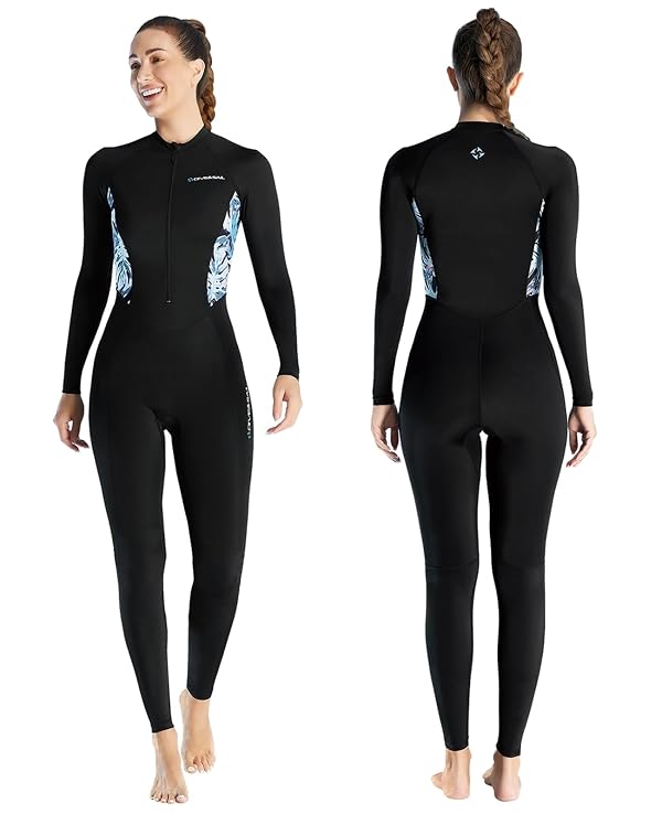 Skyone Diving Skins for Women Men, Thin Wetsuits Swimsuit Full Body Rash Guard, UV Protection Long Sleeve Wet Suit Dive Skin, One Piece Quick Dry Scuba Skin for Surfing (Women Black, X-Small) by Skyone - Used condition - US$29.63