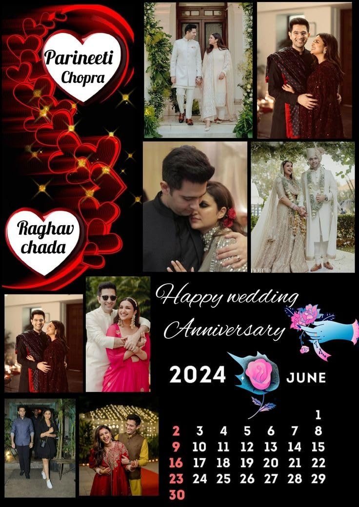 Personalized Wedding Anniversary Photo Collage Frame with Custom Photos Calendar Date and Couple Names Customized Anniversary for Husband Wife Romantic Wall Decor-image-25