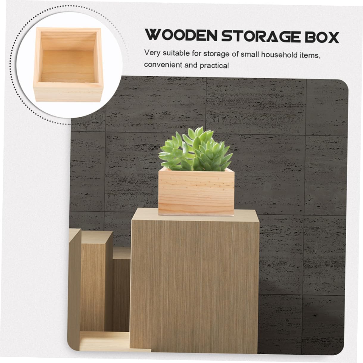 Wielofunkcyjne drewniane pudełka do przechowywania, 15 x 15 x 6 cm, zestaw 4 sztuk, organizer na biurko z naturalnego drewna, do rękodzieła i materiałów biurowych, design bez pokrywki, idealny do