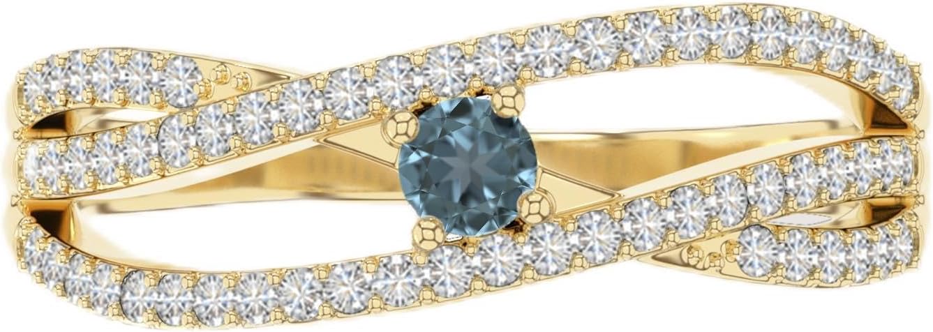 Natural Gemstone Promise Rings with Moissanite for Women in Silver/18K Yellow/Rose Gold Vermeil, Birthstone Jewelry Gifts for Her Birthday, Wedding Anniversary, Graduation, Christmas