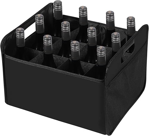 LITLANDSTAR 12 botellas de vino, caja de almacenamiento plegable para botellas de vino, botella de licor de fieltro de alta calidad con asas para