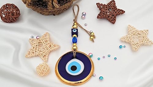 Miniatura 5 de Candymosa Adorno turco de 3.5 pulgadas para decoración del mal de ojo, dorado, colgante en la pared en una caja, dije de protección para el hogar,