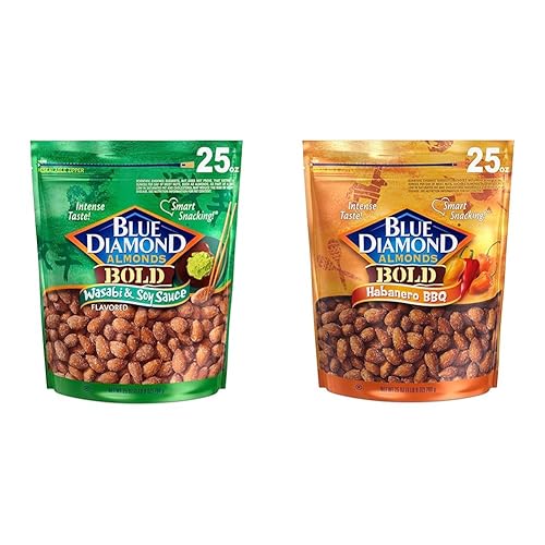 Blue Diamond Almonds Wasabi & Soja y Habanero BBQ Flavored Snack Nuts, bolsas de 25 onzas