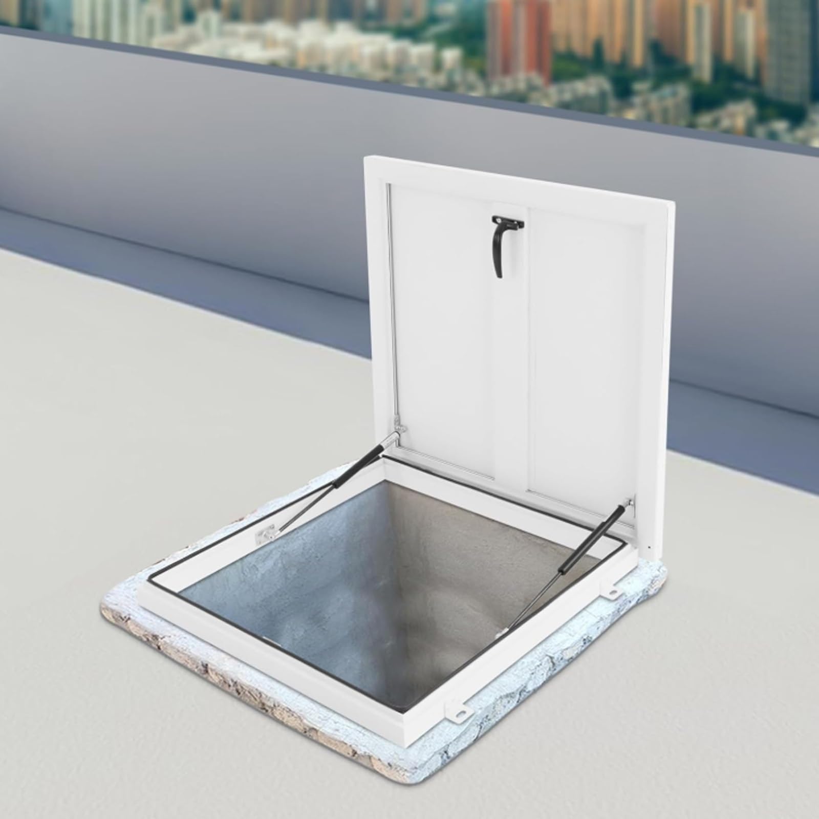 Aluminum Alloy Lockable Roof Vent Cover with Handle Galvanized Basement Hatch Steel Security Lid for Skylights Weatherproof Roof Access Panel
