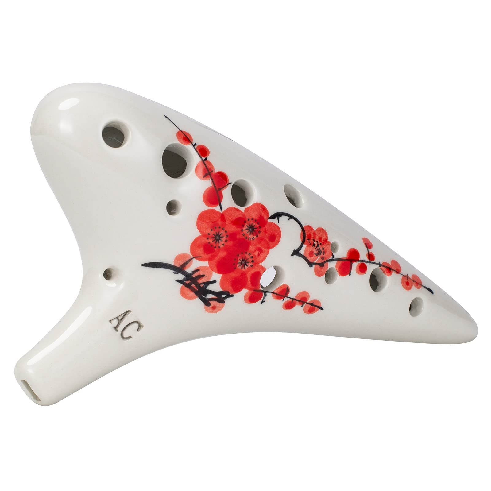 12-otworowa ceramiczna okaryna "czerwone kwiaty śliwy w zimie" instrument muzyczny, ręczne malowanie 12 otworów Alto C z piosenkarką i torbą
