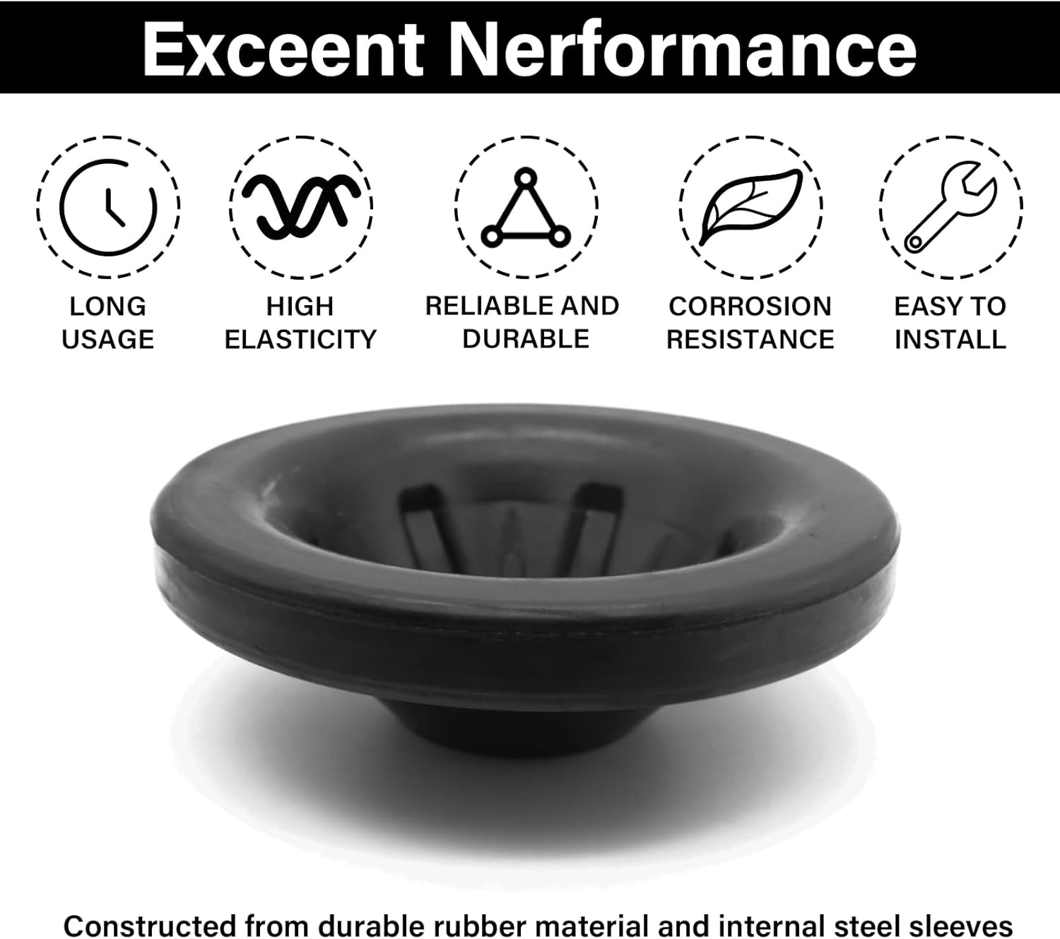 Rear Coil Spring Insulators, Rear Upper Coil Spring Isolators Compatible with 2007-2018 Jeep Wrangler JK JKU, Rubber Insulators, Stock Height, 2 Pcs