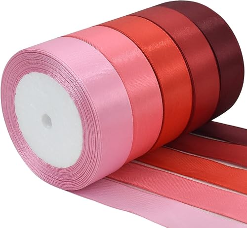 TONIFUL Rollos de cinta de satén de 1 pulgada x 125 yardas, 5 colores, colores mixtos de TIK Tok, cinta de tela para envolver regalos, adornar