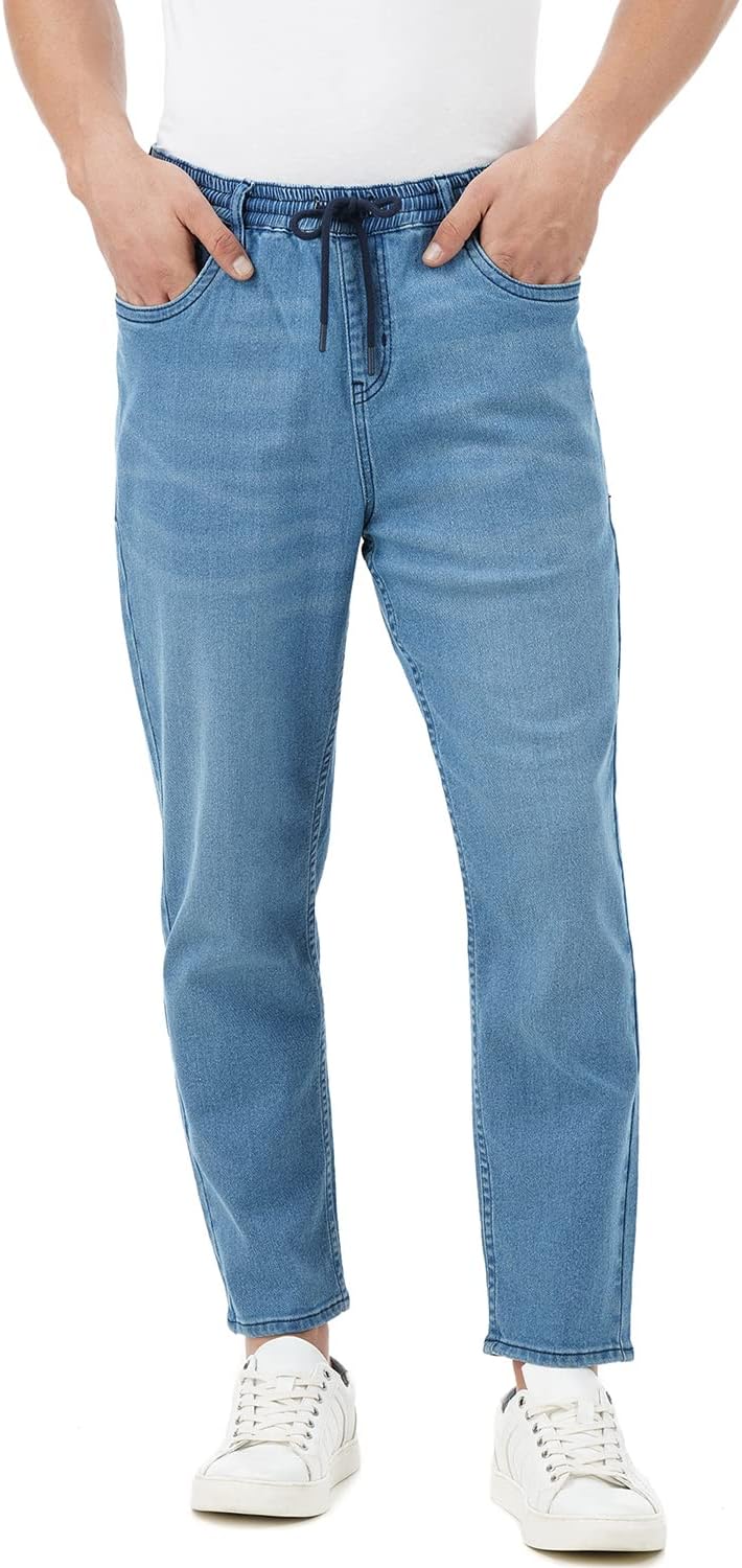 Men's Jogger Jeans - Mid-Rise | Cotton Blend | Stretchable Fabric| Elasticated Waistband | Classic 5 Pocket Styling | Jeans for Men | Men's Bottomwear (Available in Plus Sizes)