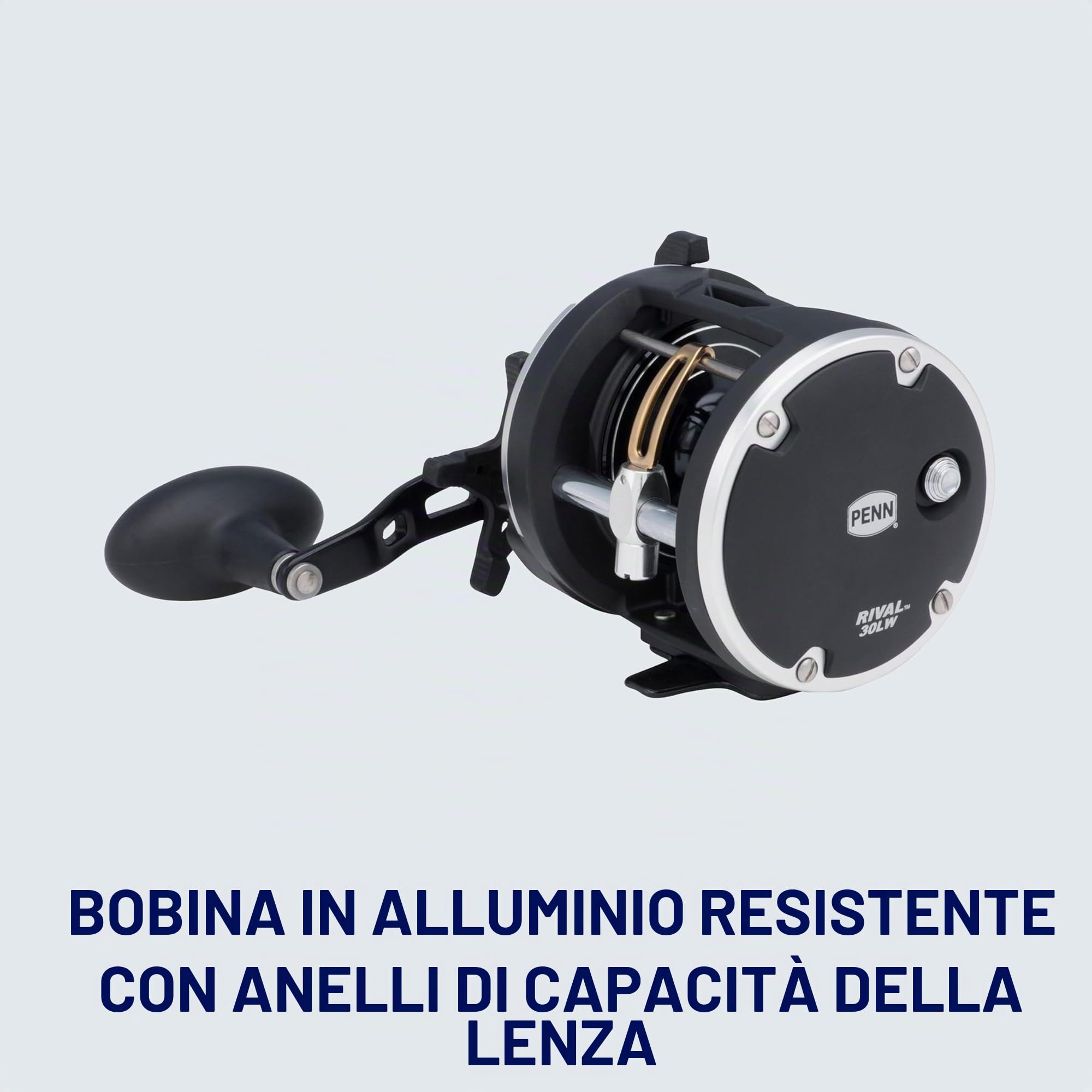 PENN Rival Level Wind Multiplier - Mulinello da pesca per barca e kayak, resistente per merluzzo, spigola, pesci piatti, razze, tope, pollack