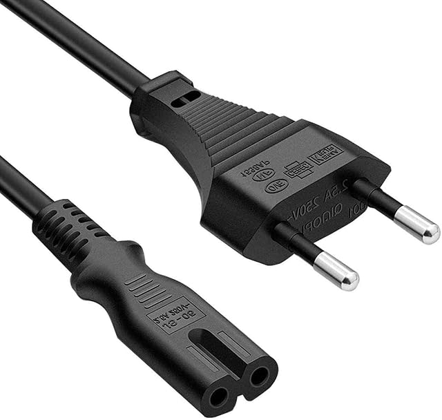 ABC Products® 1.8M Long EU European C7 Figure of 8 Power Supply Cord Mains Cable Lead Plug (for France, Germany, Spain, Italy, Poland etc)