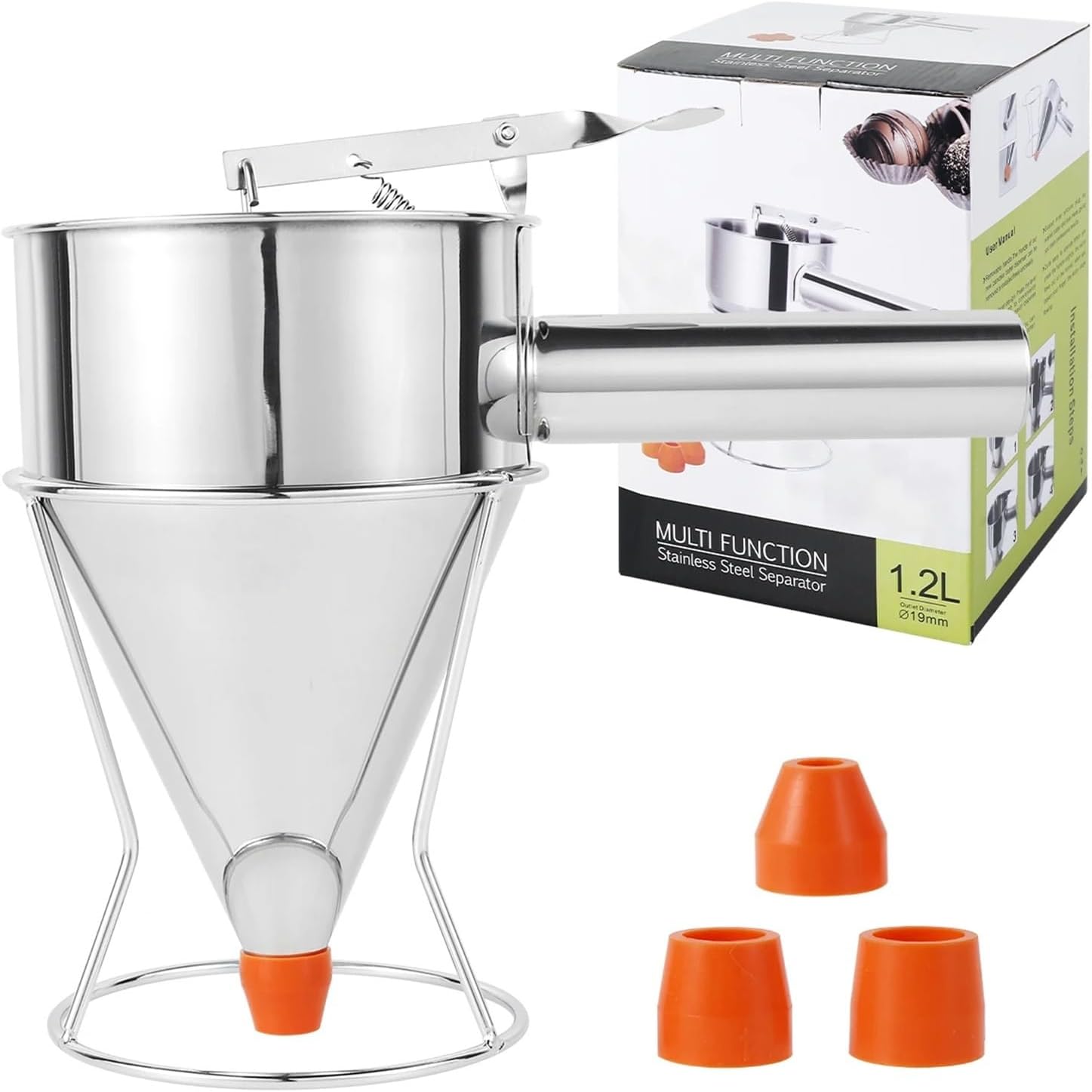 Pancake Batter Dispenser Funnel Cake Dispenser with Stainless Steel Batter Dispenser Multi-Caliber Baking Tool