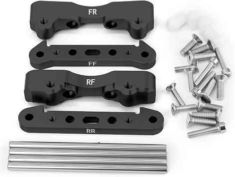 Aluminum Alloy Suspension Hanger Lower Arm Mount Set Front Rear Upgrade Parts for Arrma 1/5 Kraton 8S Outcast 8S,Replace#ARA330556#ARA330594#ARA330588#ARA330557 Black