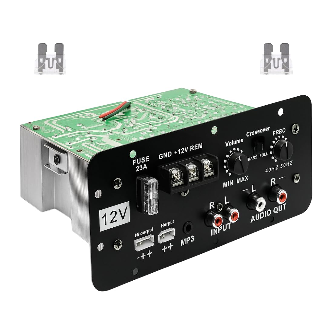 12V, 120W Car Multi Channel Amplifier Stereo Power, Sub Woofer Kit, Class AB, Mosfet Power Supply For Basstube, Enclosure, Under-seat Enclosure, Woofers & Sub-Woofers(EXTRA 2 FUSE)