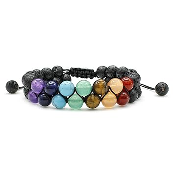 Eryue Double-Layer Beaded Bracelet Natural Frosted Stone Adjustable Braided Ro Gemstone Jewelry Acc ory