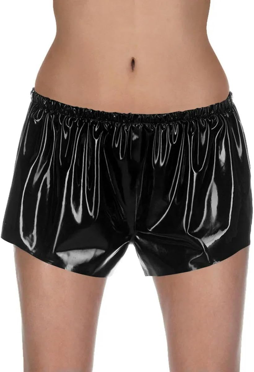Women PU Nightclub Solid Color Shorts PVC Leather Bottoms Elastic Waist Underwear customizable