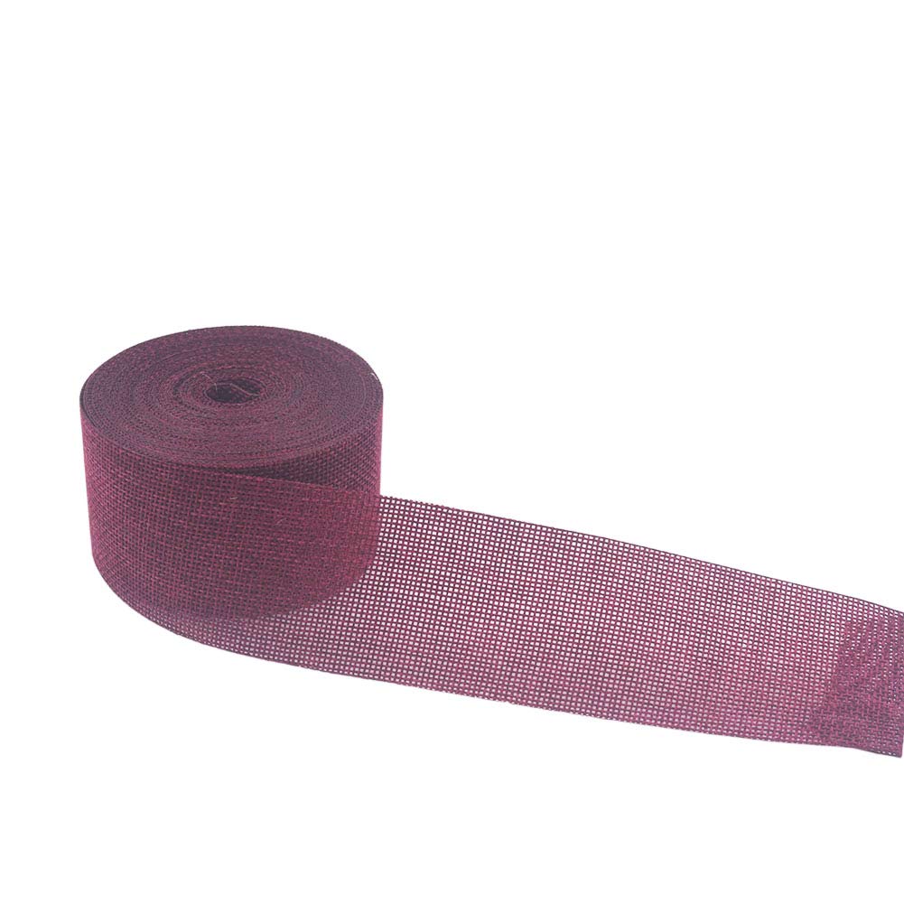 SCF2017 5cm*10m Faux Burlap Jute Ribbon Roll for Gift Wrapping,DIY Craft, Party, Wedding, Home Decoration(Wine red)