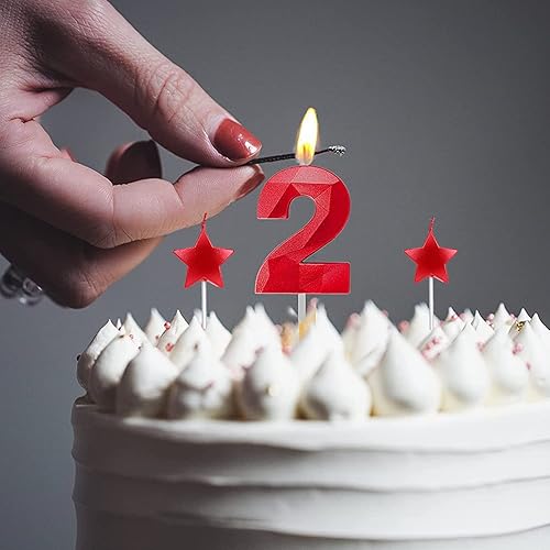 Miniatura 5 de Number 2 Candles and Star Heart Birthday Candles 2.76 Inch for Birthday Cakes Decorations Wedding Anniversary Celebration Number 21 22 23 24 25 26