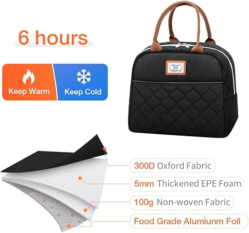 Miniatura 3 de Lekesky Bolsas de almuerzo rosas para mujer, a prueba de fugas, aisladas, reutilizables, con cremallera, bolsa de mano para trabajo, picnic,