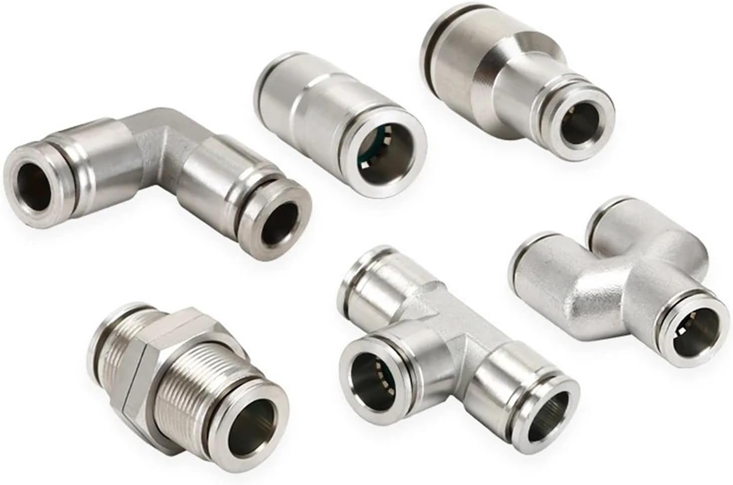 304 Stainless Steel Pneumatic Hose Fitting PU PV PE PM PY 4/6/8/10/12mm Metal Coupling Tube Connector 1Pcs(304-PU,8mm)