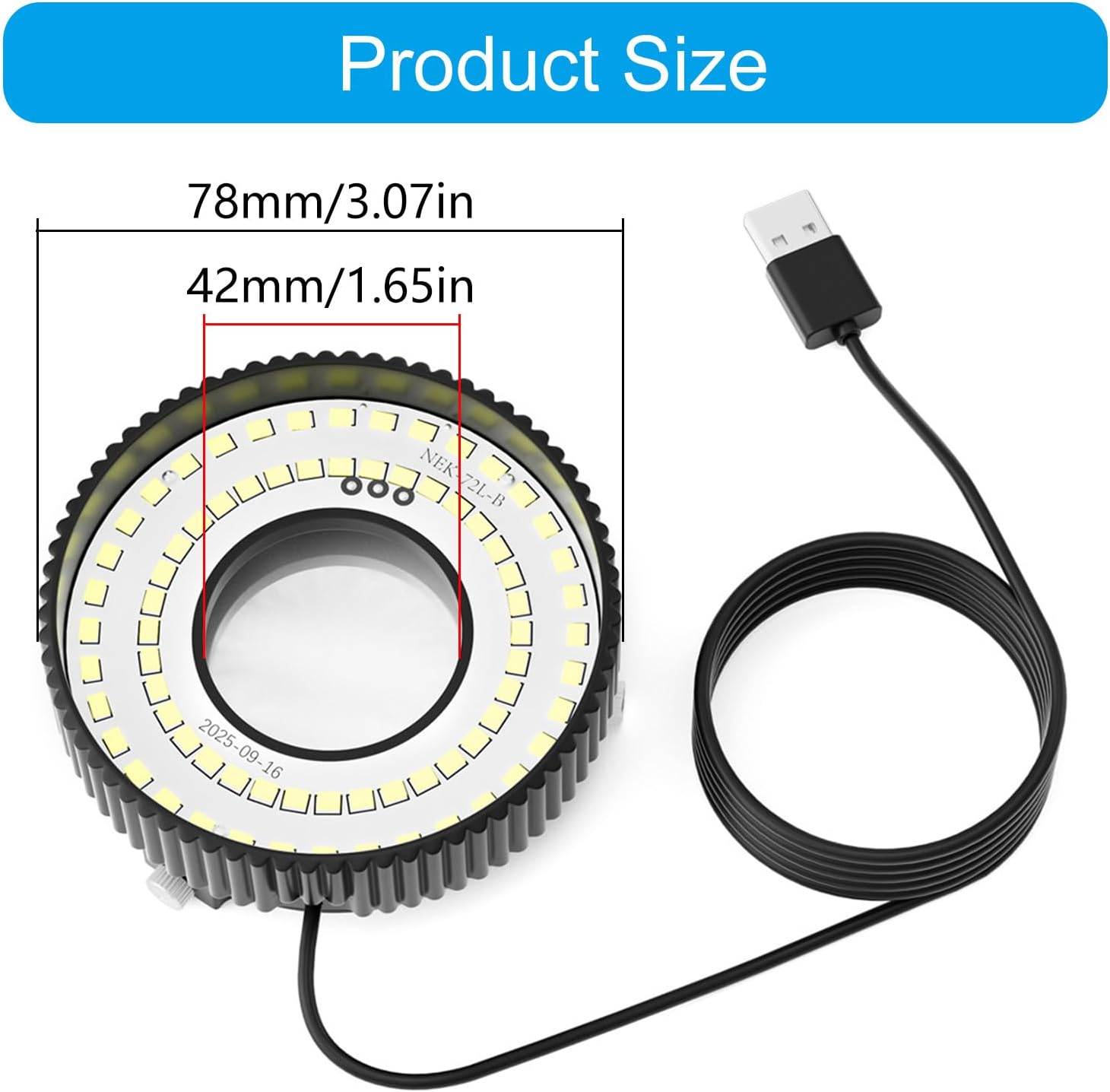 Adjustable Polarizing LED Rings Light for Microscopes Featuring 72 High Brightness Bulbs Compact Portable USB Powered Adjustable Polarizing Led Rings Light for Microscopes Featuring High Brightness
