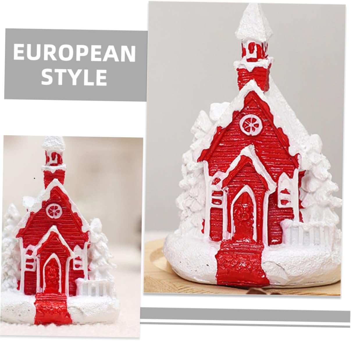 Christmas Xmas Village Houses Resin Ornament for Winter Tabletop Decor