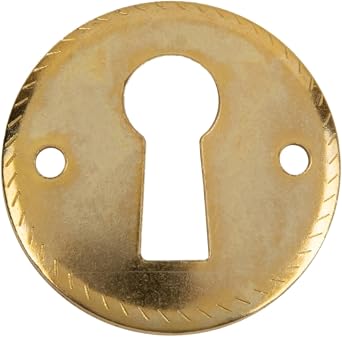 Traditional Round Brass Decorative Keyhole Cover | Diameter 1" | Keyhole Escutcheon Plate for Cabinet Door, Dresser Drawers, Desk | Antique, Modern Furniture Hardware | KC22-SB