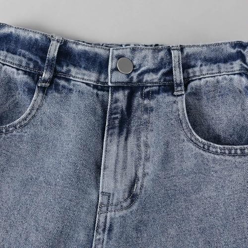 Pantalon en jean ample filles ado avec franges design denim décontracté et souple - 6