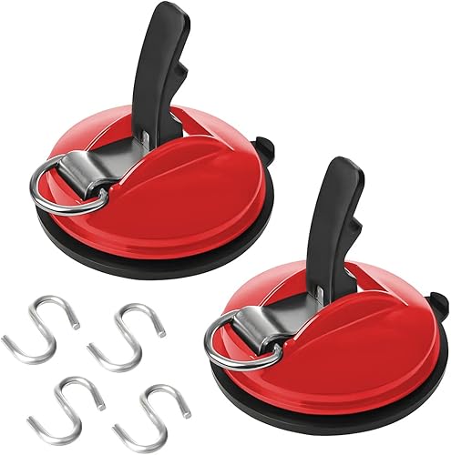 BELOMI Anclaje de ventosa al vacío resistente, paquete de 2 ventosas fuertes para mascotas, anclajes de succión con ganchos de seguridad, accesorio